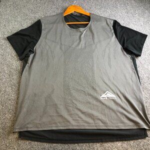 Nike Trail Running Shirt Mens Extra Large Gray Black Dri Fit Performance Gym